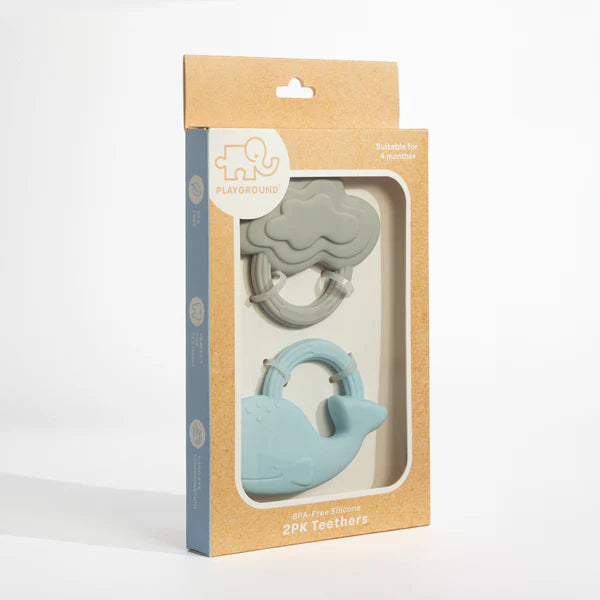 Silicone Teether 2 Pack - Cloud & Whale