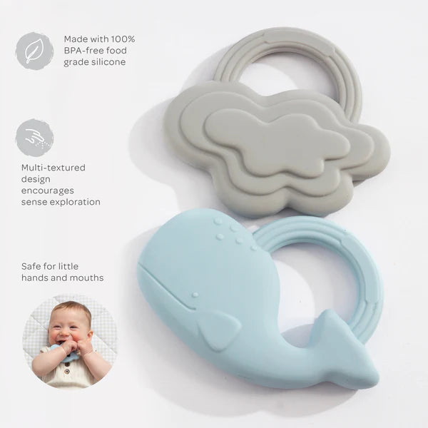 Silicone Teether 2 Pack - Cloud & Whale