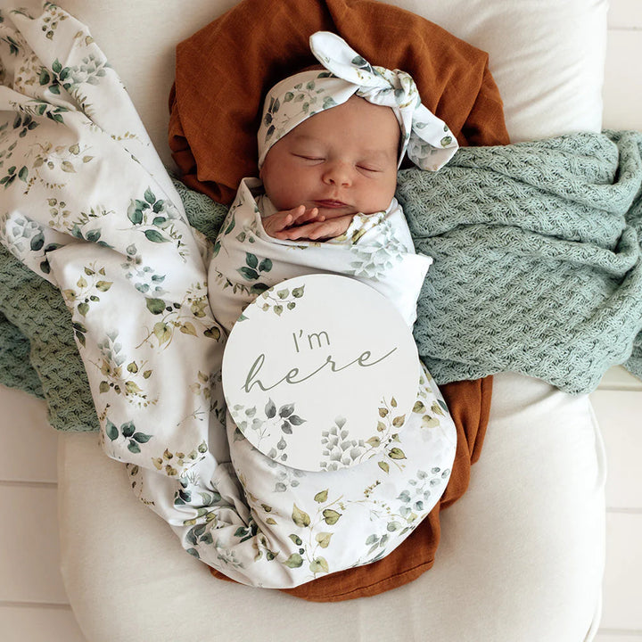 Snuggle Hunny Baby Jersey Wrap & Topknot Set - Eden