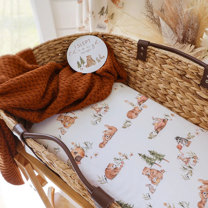 Snuggle Hunny Bassinet Sheet & Change Pad Cover - Bears