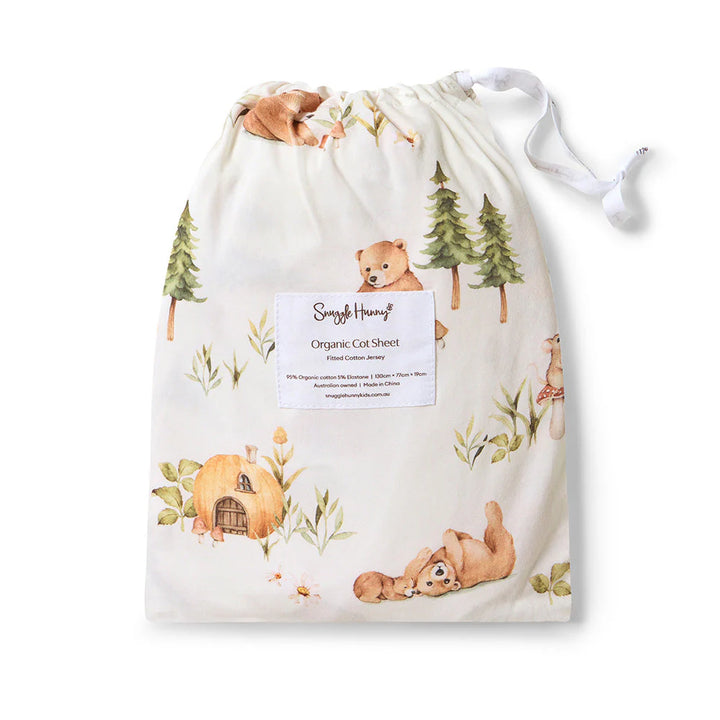 Snuggle Hunny Organic Fitted Jersey Cotton Cot Sheet - Bear