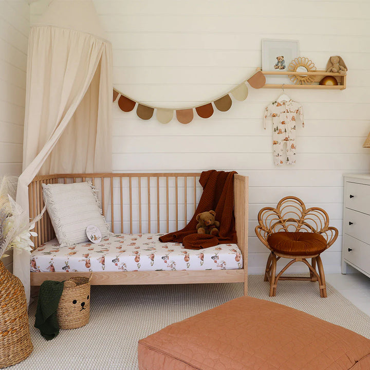 Snuggle Hunny Organic Fitted Jersey Cotton Cot Sheet - Bear