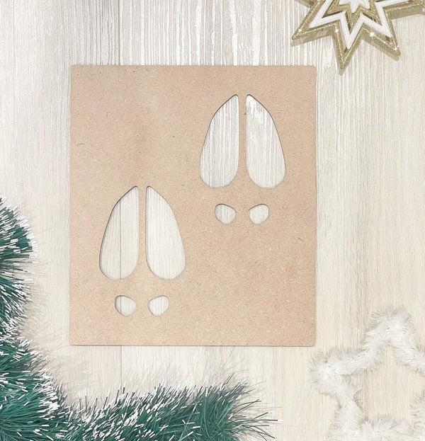 Santa's Reindeer Footprint Stencil