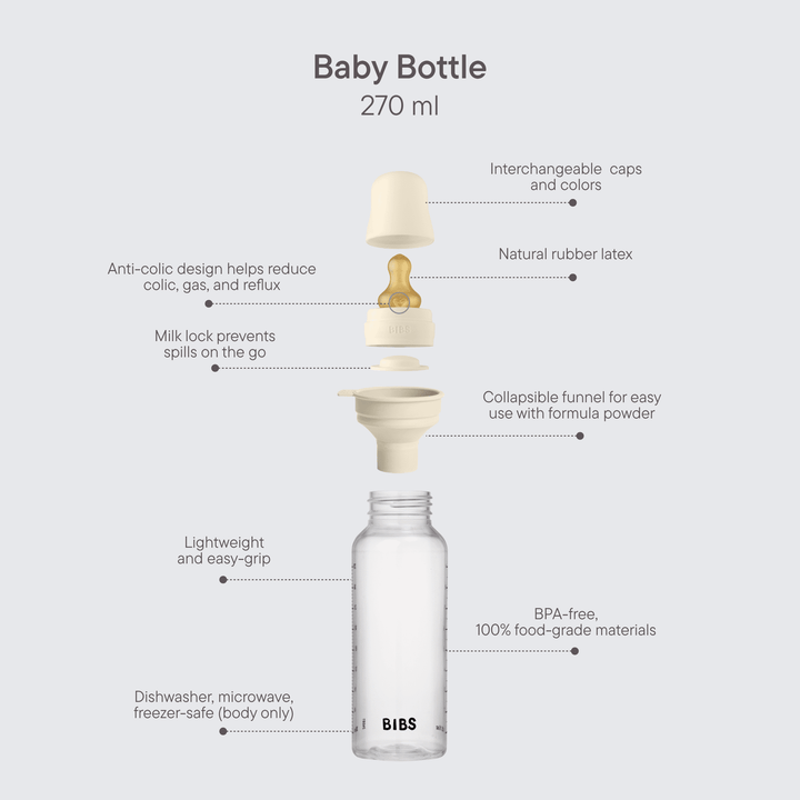 BIBS Baby Bottle Complete Set Latex 270ml - Assorted