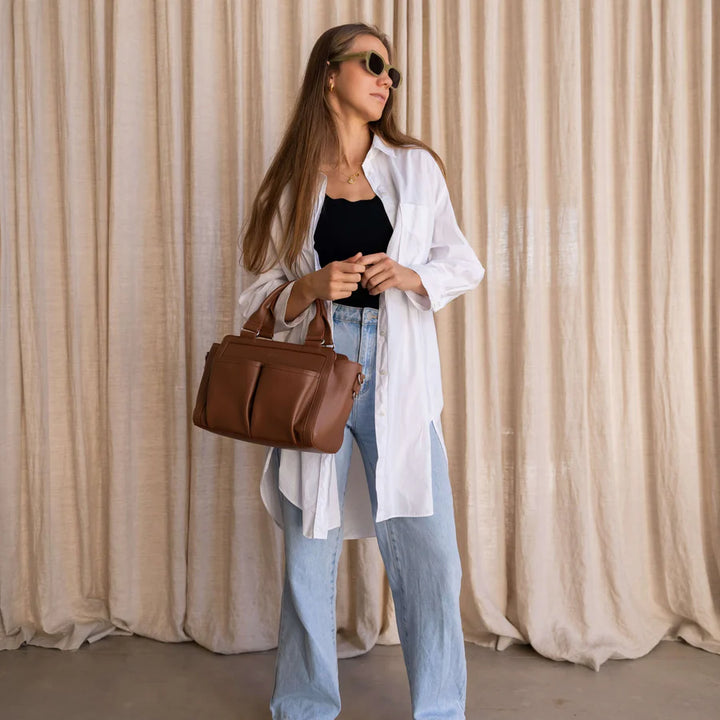 Vanchi Amelia Convertible Nappy Bag/ Pram Caddy - Pebbled Tan