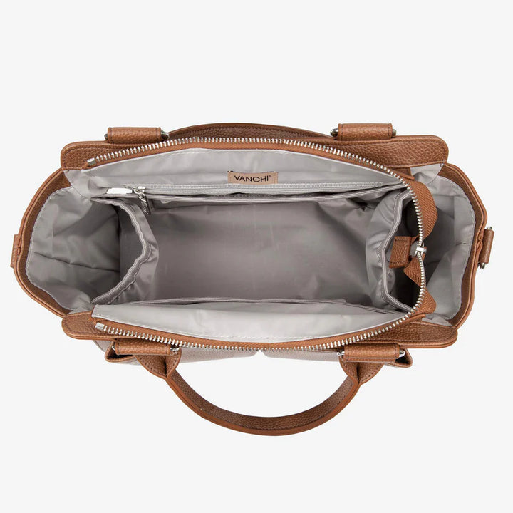 Vanchi Amelia Convertible Nappy Bag/ Pram Caddy - Pebbled Tan