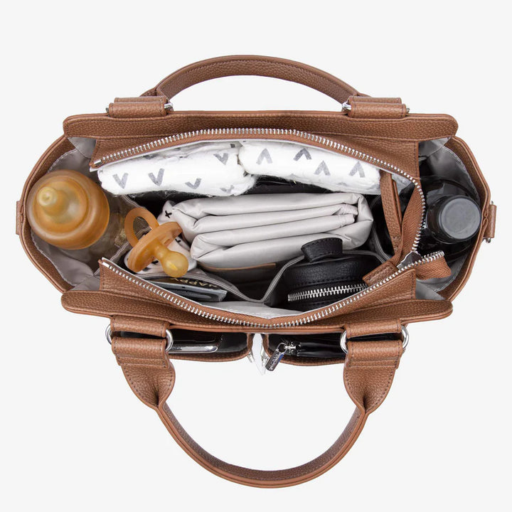 Vanchi Amelia Convertible Nappy Bag/ Pram Caddy - Pebbled Tan