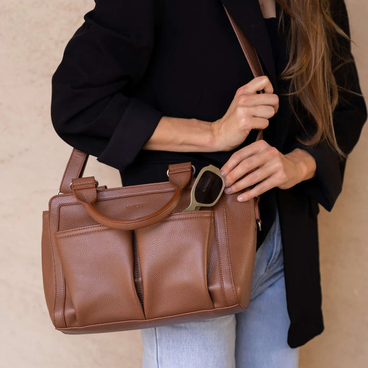 Vanchi Amelia Convertible Nappy Bag/ Pram Caddy - Pebbled Tan