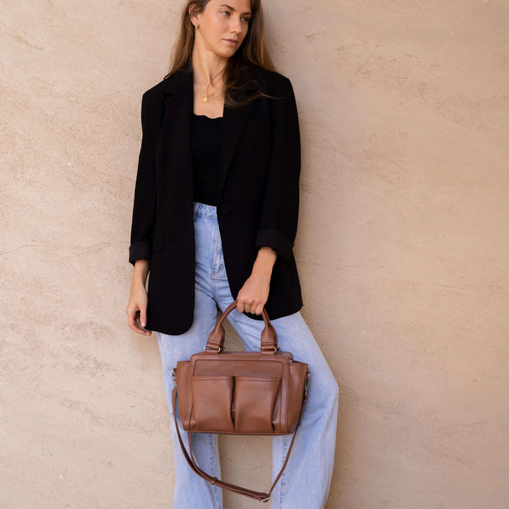 Vanchi Amelia Convertible Nappy Bag/ Pram Caddy - Pebbled Tan