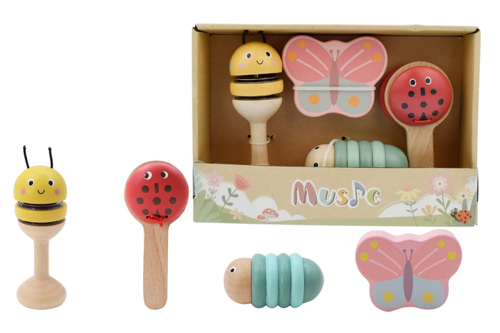 Wooden Spring Insect Music 4 Piece Set