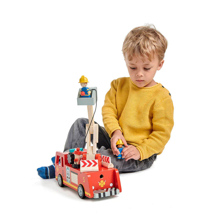 Wooden Toy Fire Engine Play Set