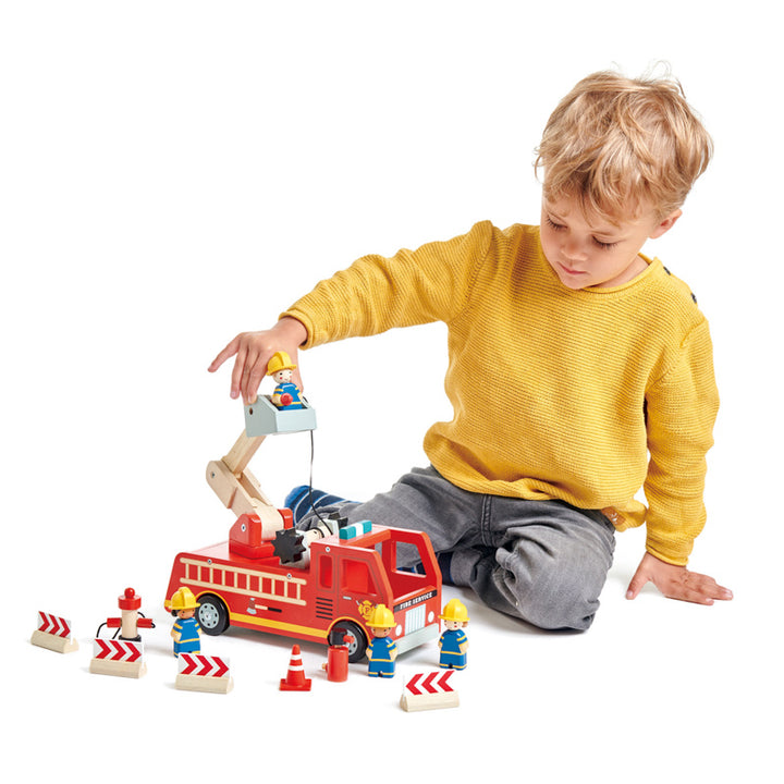 Wooden Toy Fire Engine Play Set