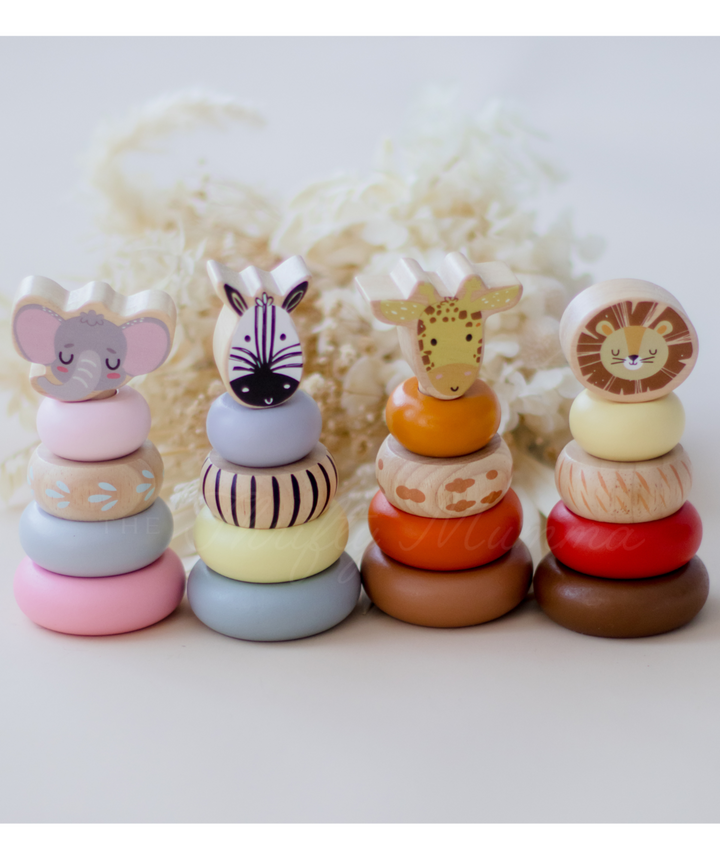Wooden Jungle Ring Stacker Toy - Assorted