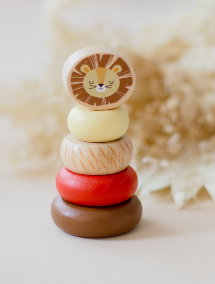 Wooden Jungle Ring Stacker Toy - Assorted