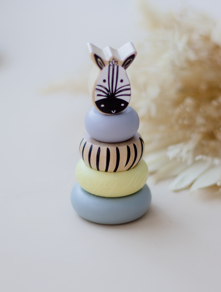 Wooden Jungle Ring Stacker Toy - Assorted