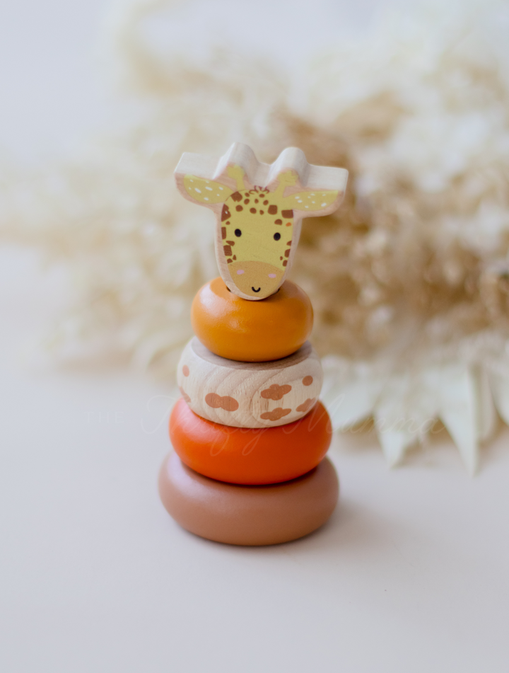 Wooden Jungle Ring Stacker Toy - Assorted