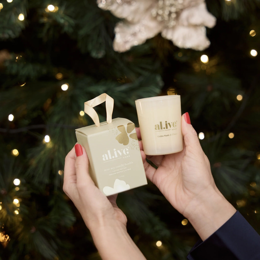 al.ive Mini Soy Candle Bauble - Golden Wattle & Citrus