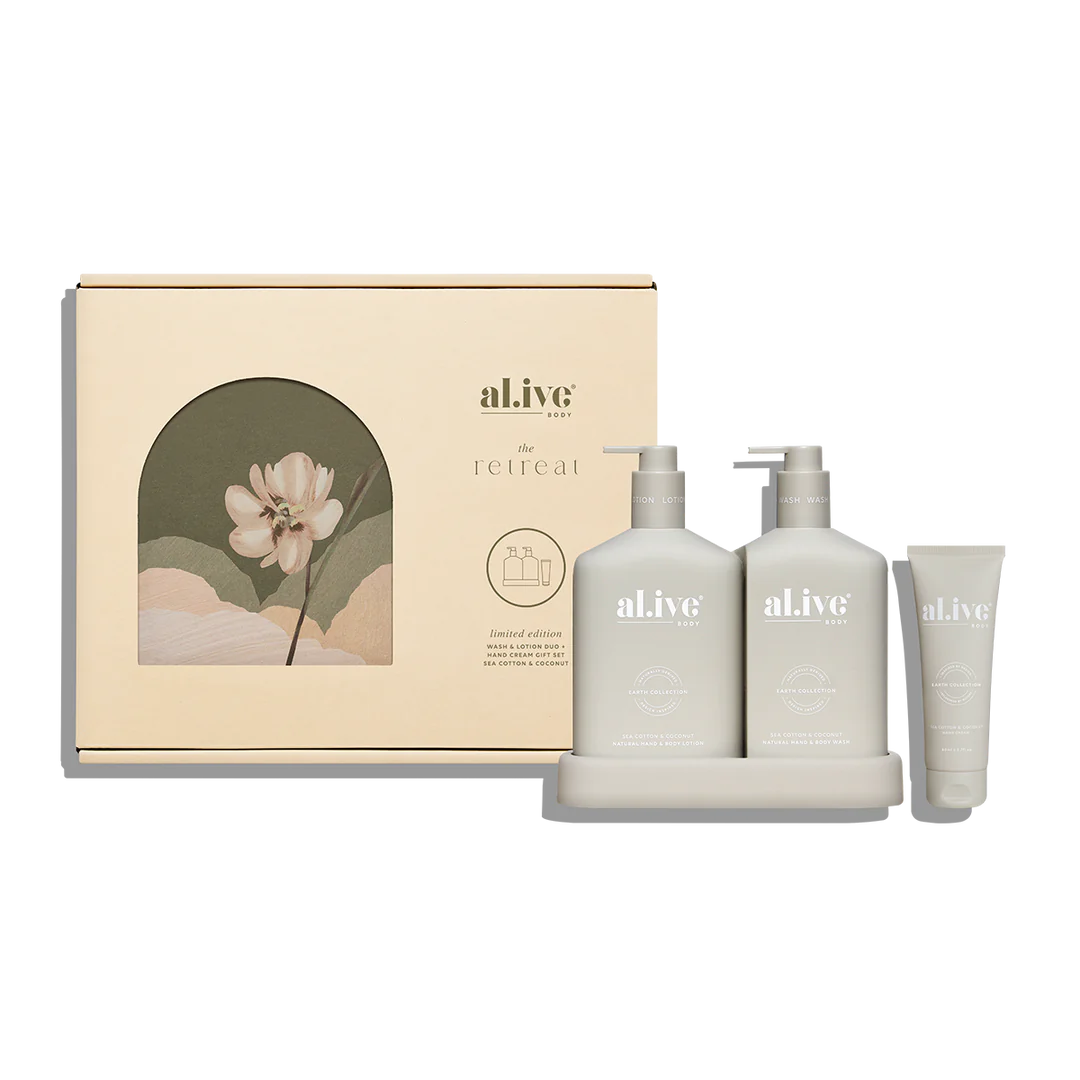 al.ive Body Wash & Lotion Duo + Hand Cream Gift Cet - Sea Cotton & Coconut