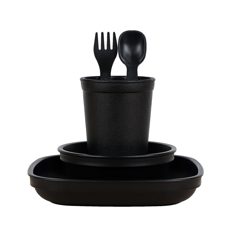 Replay Black Bundle -Tumbler Cup, Bowl, Plate & Cutlery Set