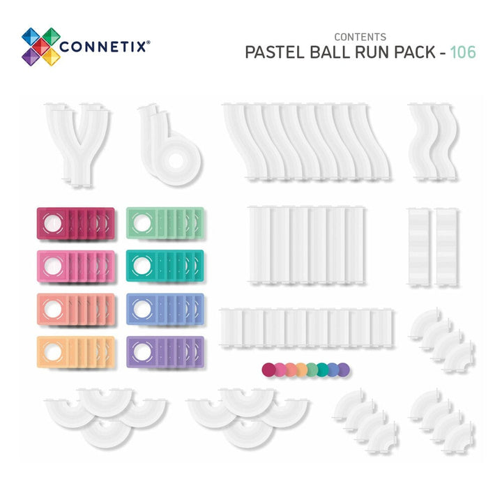 Connetix Magnetic Tiles Pastel Ball Run Pack 106 Pieces
