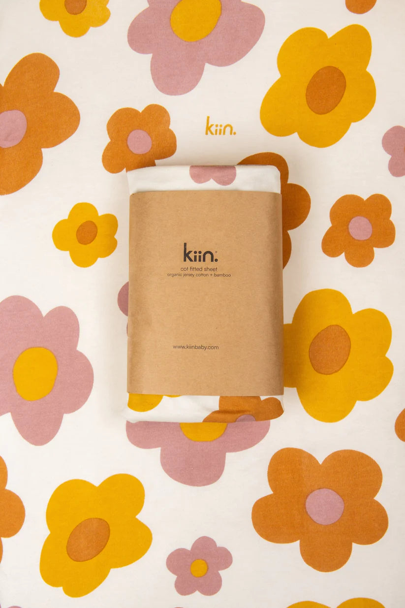 Kiin Organic Bamboo Cotton Cot Sheet - Bloom