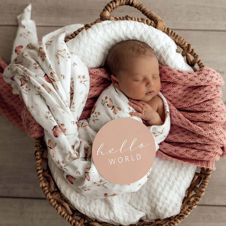 Snuggle Hunny Reversible Milestone Cards -  Butterfly & Pink Sand