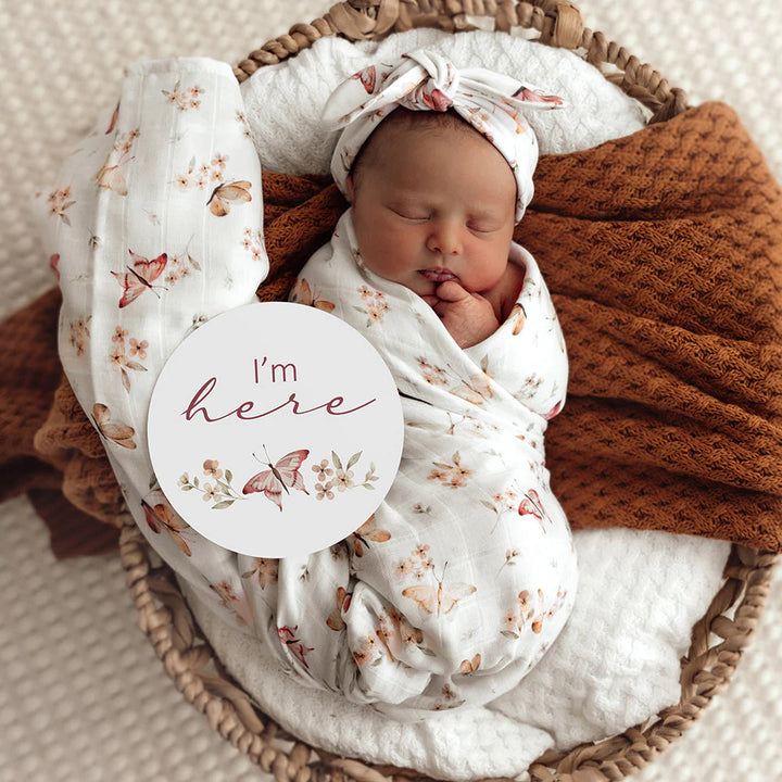 Snuggle Hunny Reversible Milestone Cards -  Butterfly & Pink Sand