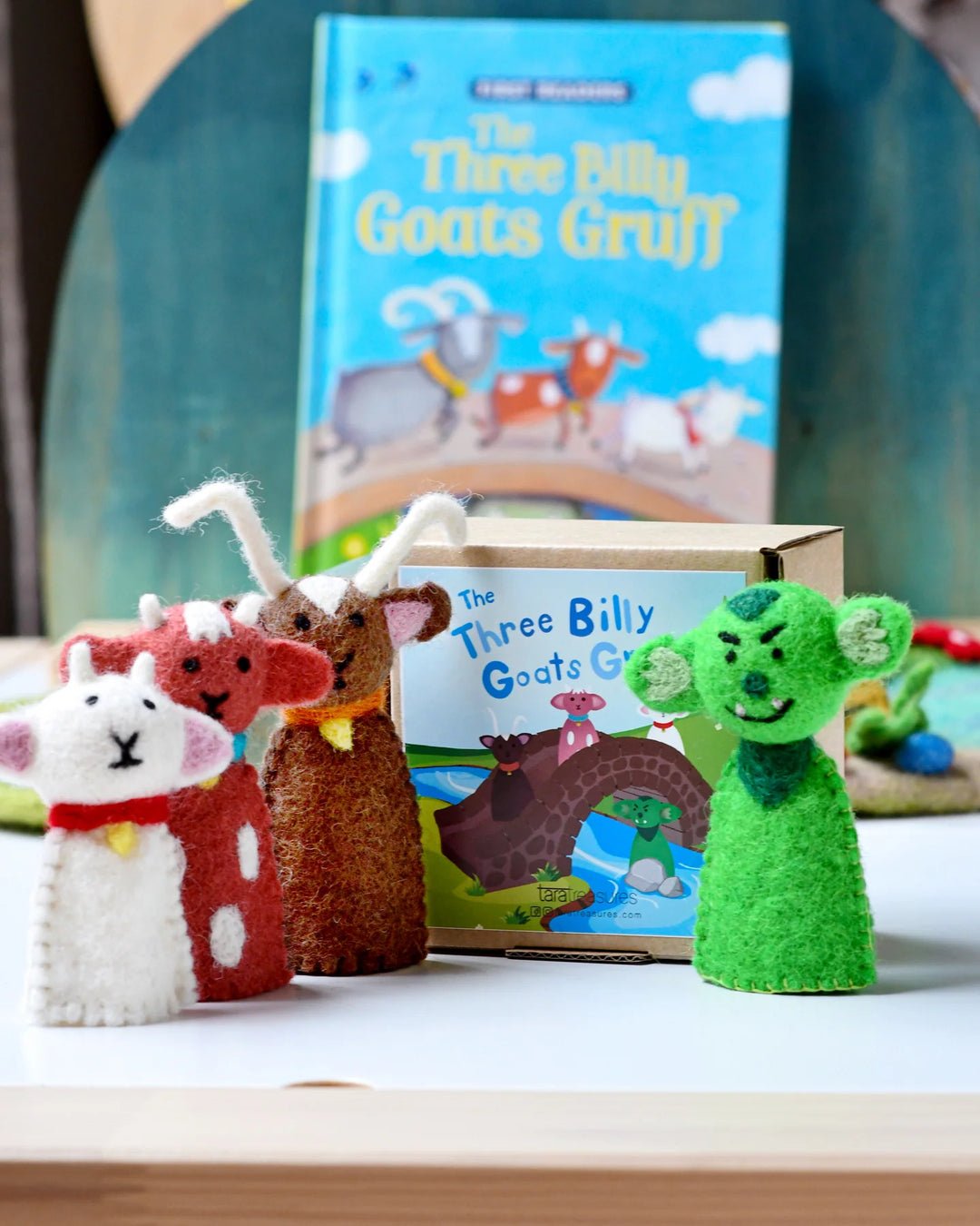 Three Billy Goats Gruff Felt Finger Puppet Set