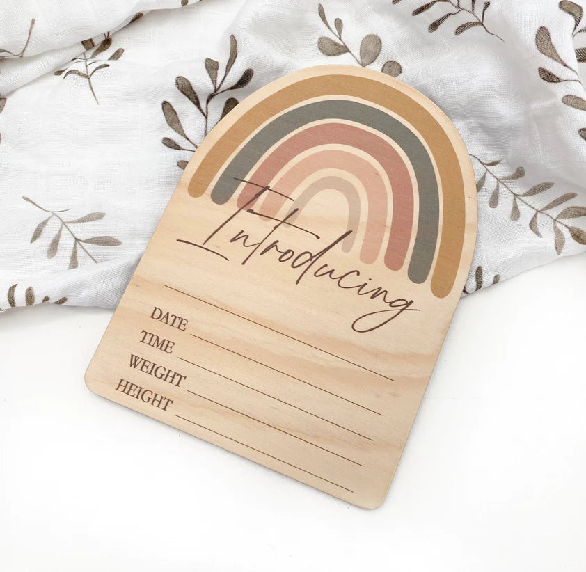 Wooden Announcement Plaque - Original Rainbow