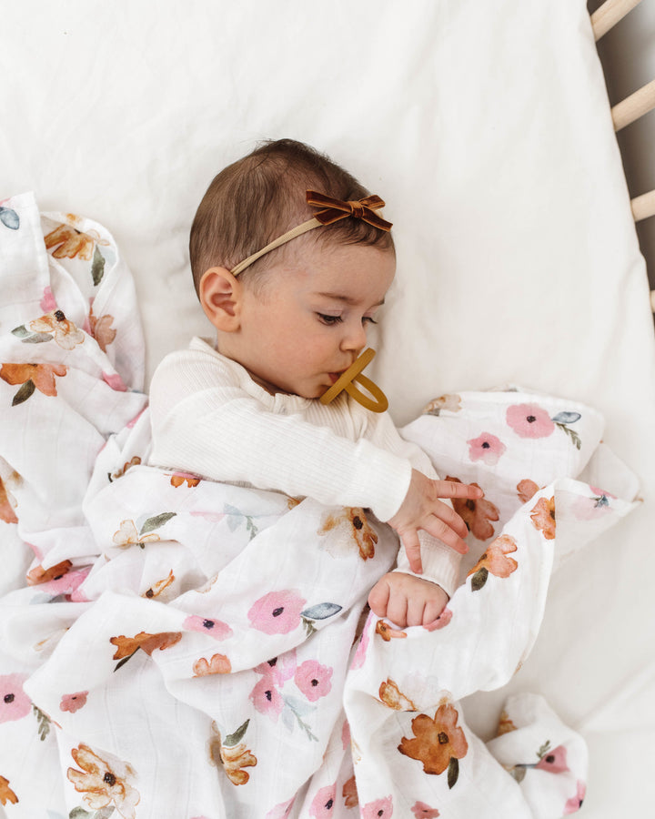 Snuggle Hunny Velvet Bow Stretchy Headband - Toffee