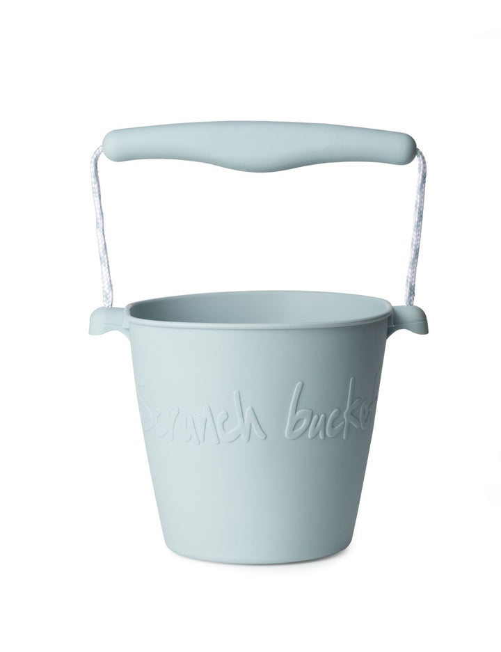 Scrunch Beach Bundle with Bucket, Spade, Rake & Moulds - Duck Egg Blue