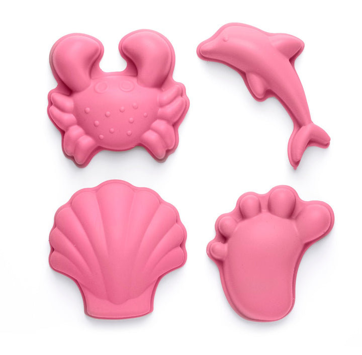 Scrunch Beach Bundle with Bucket, Spade, Rake & Moulds - Flamingo Pink