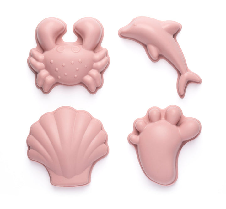 Scrunch Beach Bundle with Bucket, Spade, Rake & Moulds - Dusty Rose