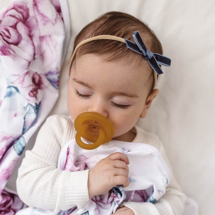 Snuggle Hunny Velvet Bow Stretchy Headband - Moonlight Blue