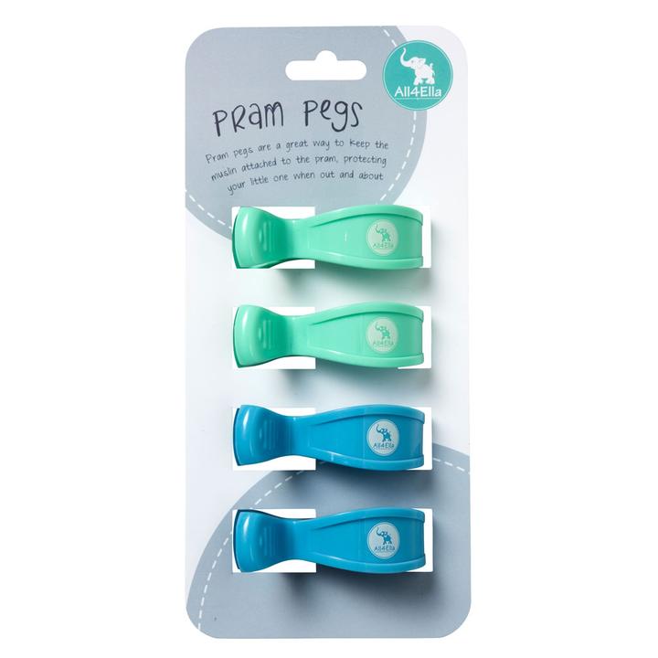 All4Ella Pram Pegs 4 Pack - Pastel Green & Blue