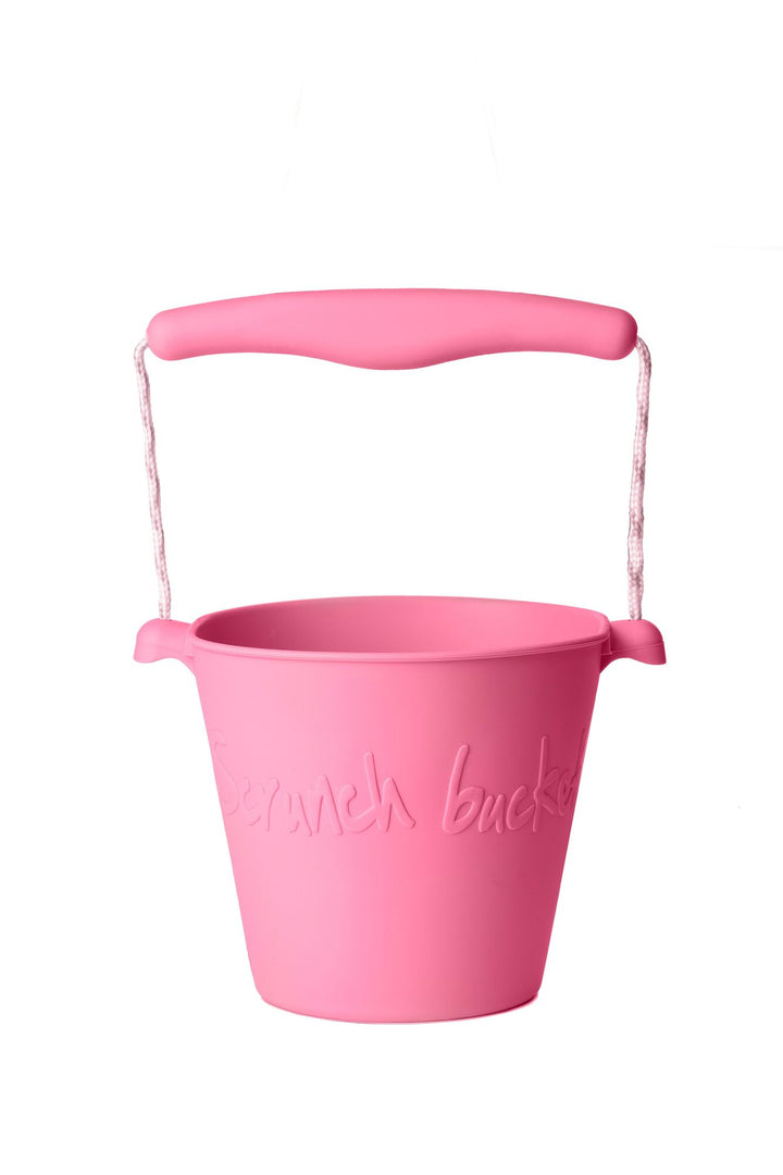Scrunch Beach Bundle with Bucket, Spade, Rake & Moulds - Flamingo Pink