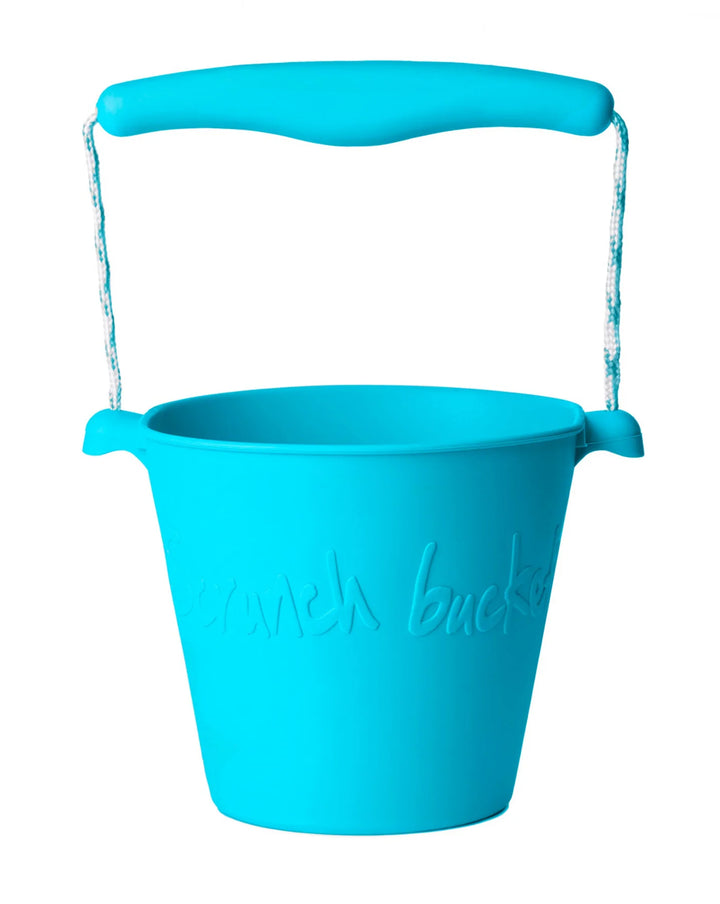 Scrunch Beach Bundle with Bucket, Spade, Rake & Moulds - Blue Fish