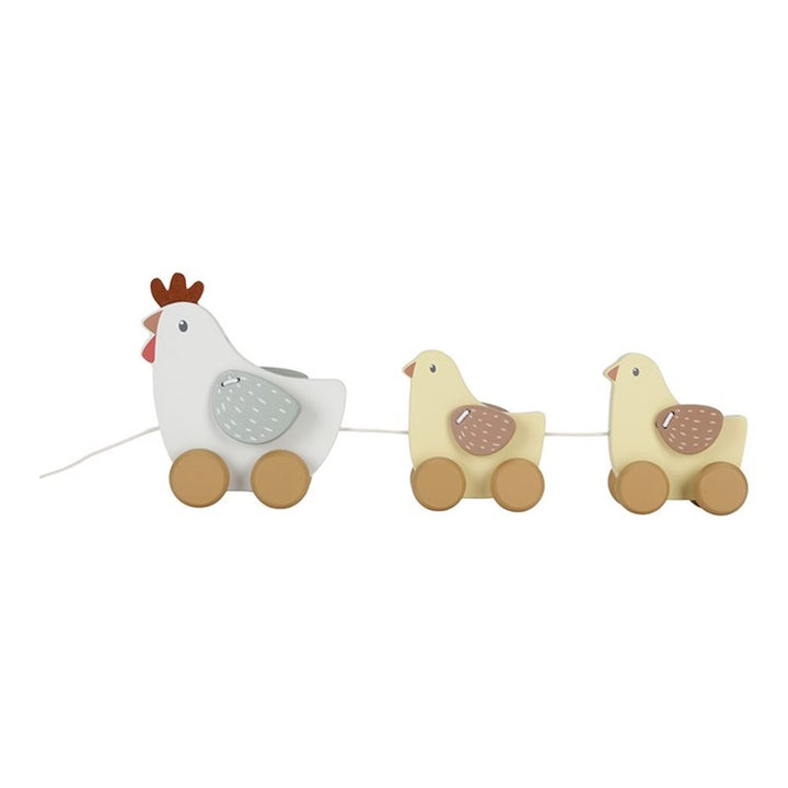 Little Farm Pull Along Wooden Chickens