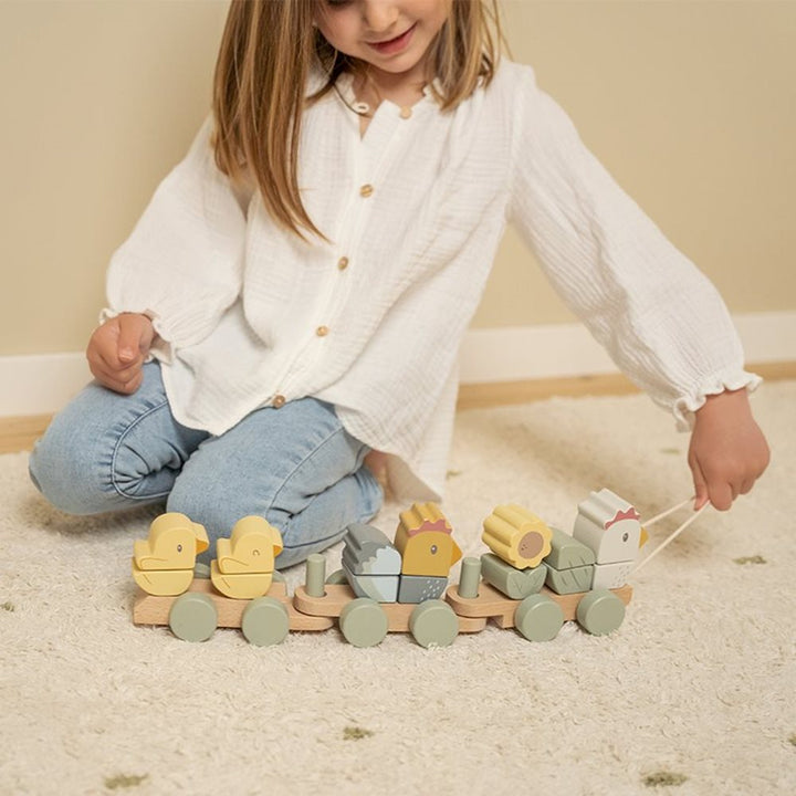 Little Farm Wooden Chicken Stacking Train