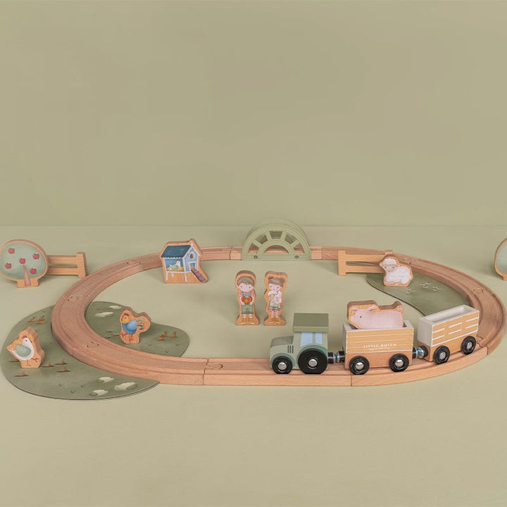 Little Farm Wooden Train Track Set