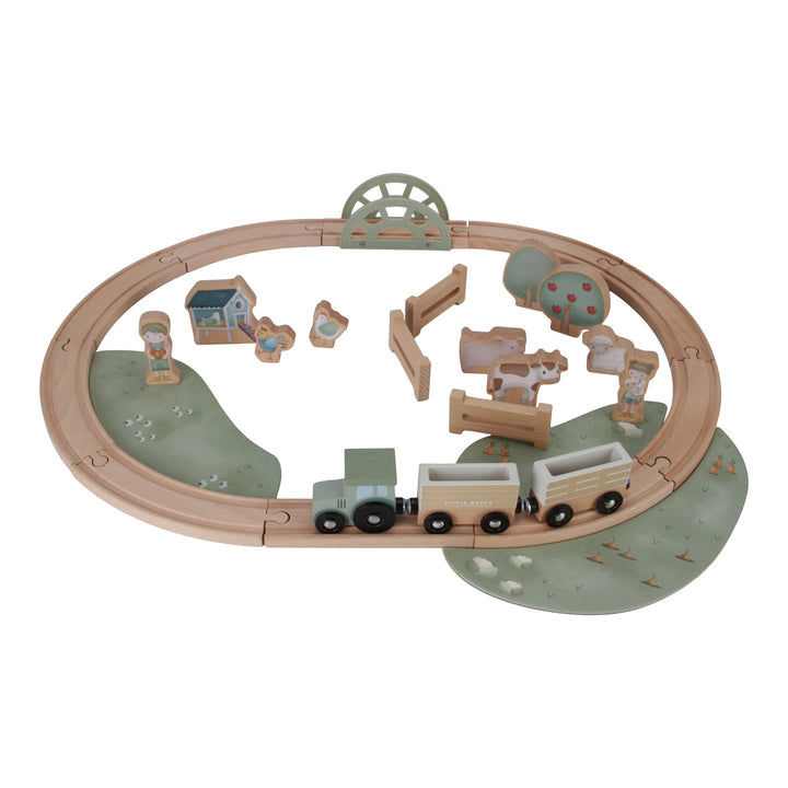 Little Farm Wooden Train Track Set