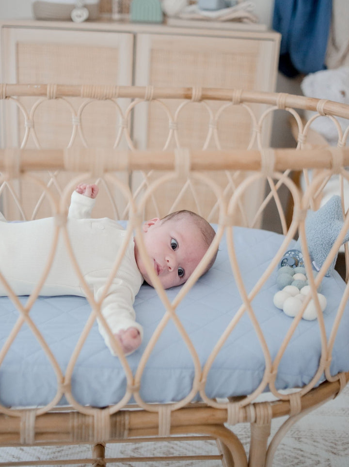 Bambella Waterproof Bassinet Sheet | Dusty Sky Blue