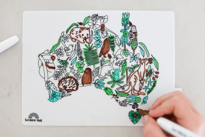 Reusable Scribble Mat Set | Mini Australian Map