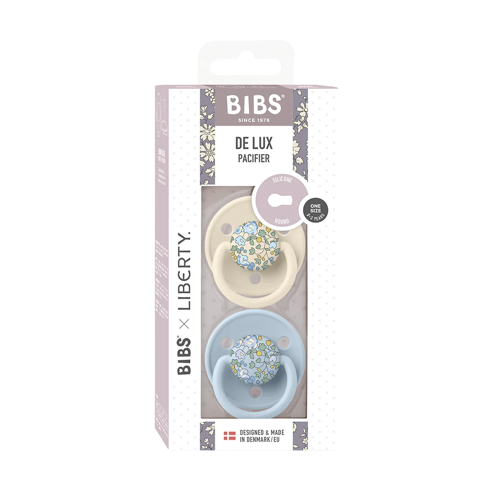 BIBS x Liberty Round De Lux Silicone Dummies 2 Pack (ONE SIZE 0-3 Years)