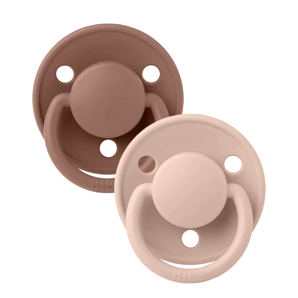SALE BIBS Round De Lux Silicone Dummies 2 Pack (ONE SIZE 0-3 Years)