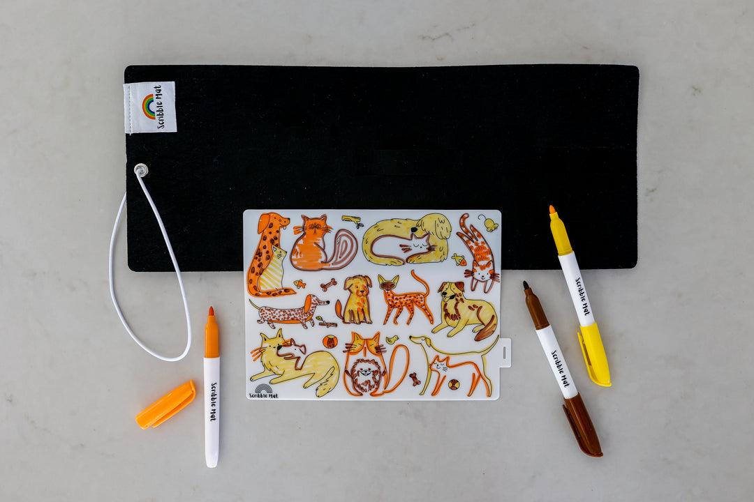Reusable Mini Scribble Mat Set | Cats & Dogs