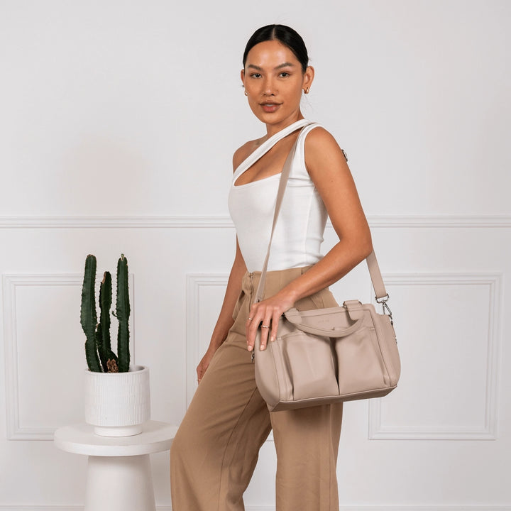 Vanchi Amelia Convertible Nappy Bag/ Pram Caddy - Stone