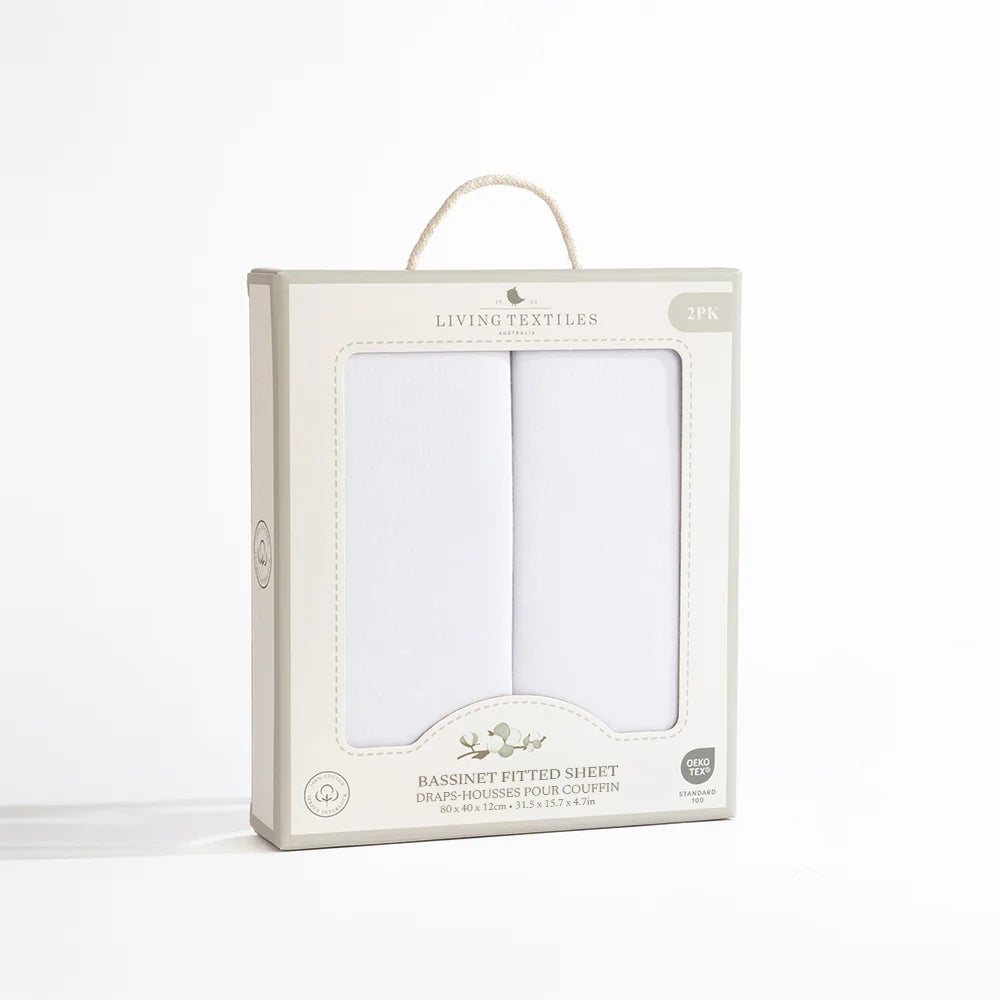 Jersey Bassinet Fitted Sheet 2-Pack - White