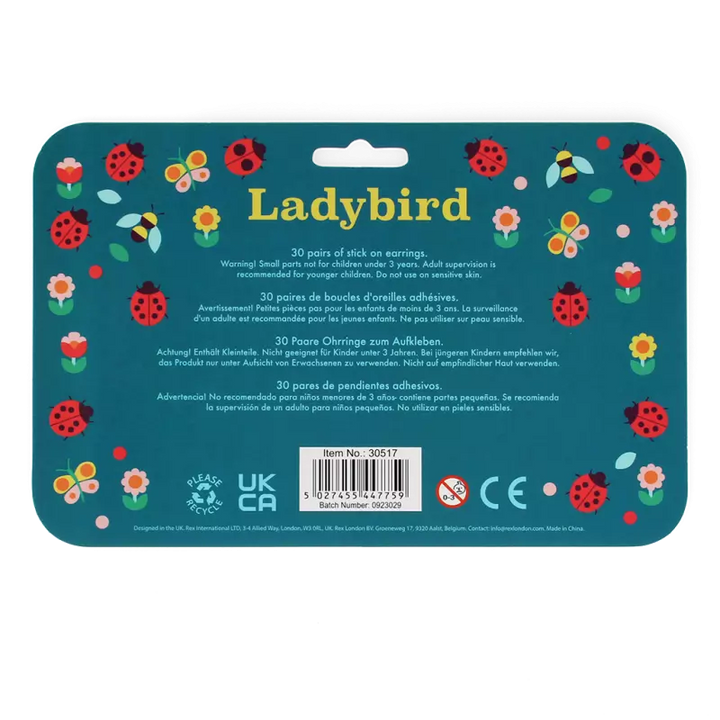Kids Stick-On Earrings - Ladybirds