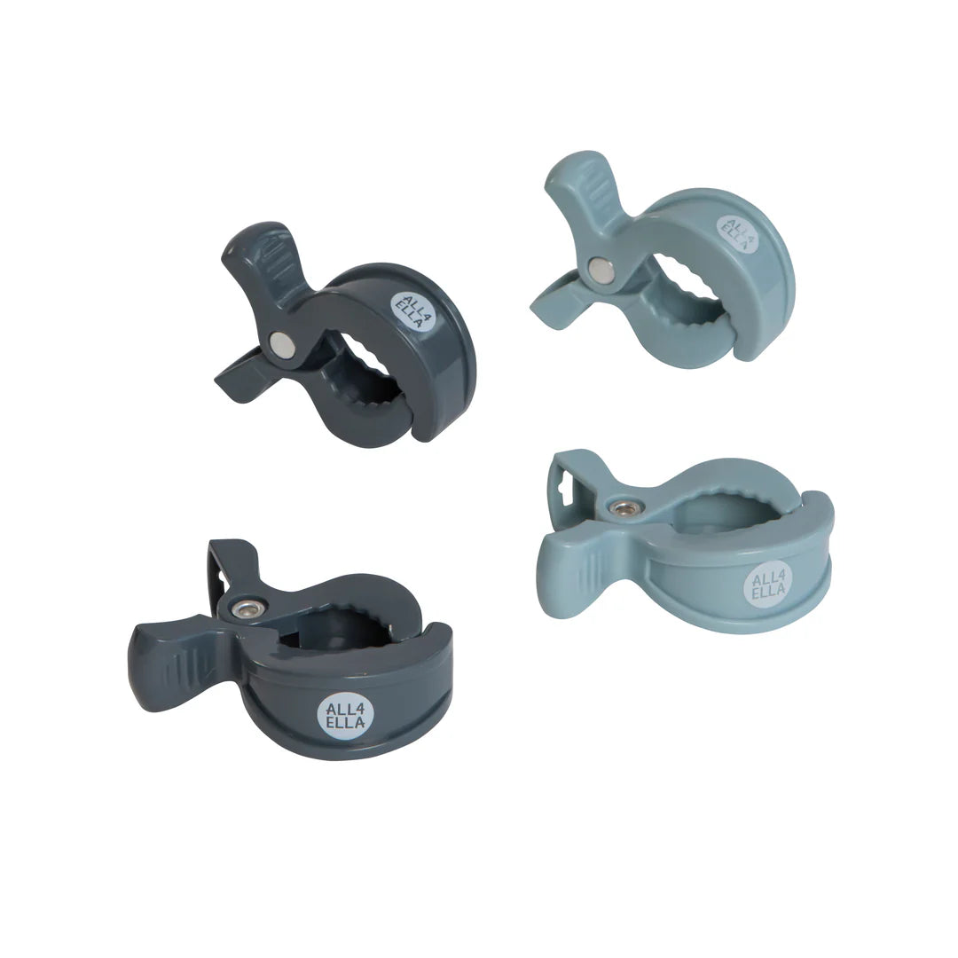 All4Ella Pram Pegs 4 Pack - Steel Blue & Charcoal